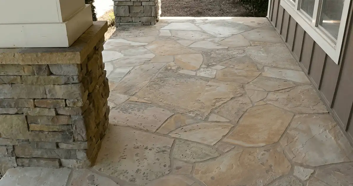 House entrance with professionally installed stone flooring in Arvada CO